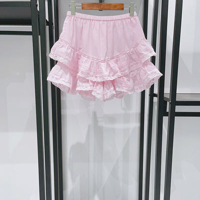 Conjunto Romántico de Blusa con Encaje y Falda Short Tableada Doble Volante - Image 9