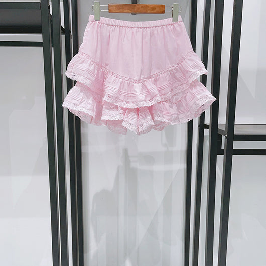 Conjunto Romántico de Blusa con Encaje y Falda Short Tableada Doble Volante - Image 9