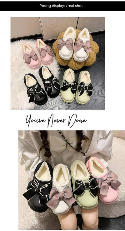 Pantuflas de Algodón con Lazo Cálidas y Impermeables para Casa - Image 14