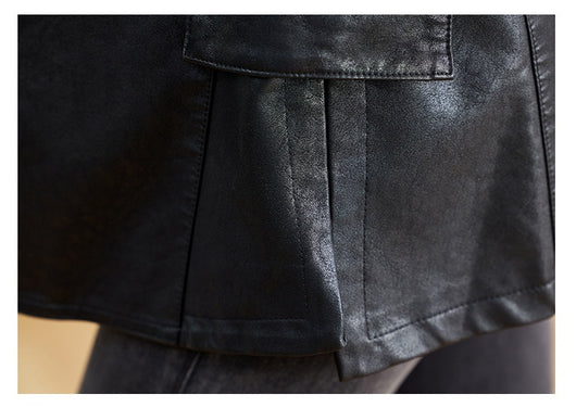 Abrigo de Cuero para Mujer Largo Primavera y Otoño - Image 13