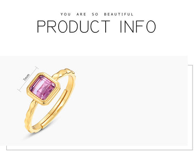 Anillo de Amatista Natural Cuadrado para Mujer - Image 6