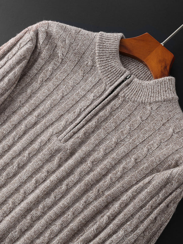Suéter de Cachemira para Hombre con Cuello Cremallera - Abrigo Grueso y Cálido