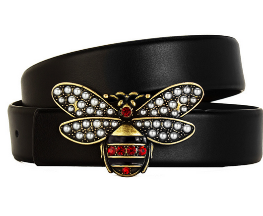 Cinturón de Cuero para Mujer con Hebilla Metálica Abeja Dorada - Image 3