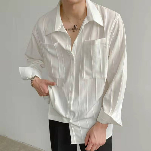 Camisa Manga Larga Lisa para Hombre - Estilo Moderno y Versátil - Image 11