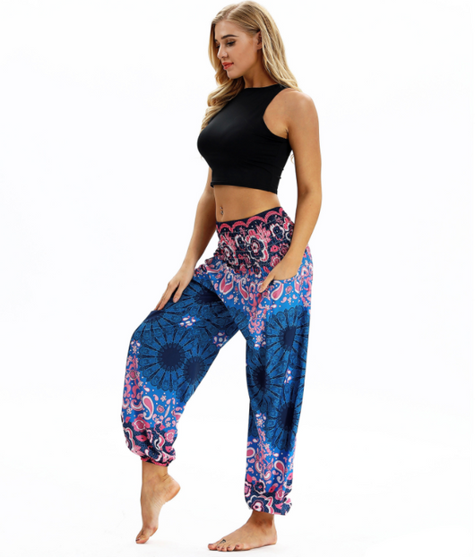 Pantalones Harem Estampados Digitales con Cintura Elástica Suelta - Image 12