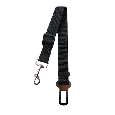 Brown nylon pet car safety belt with adjustable strap, metal seatbelt buckle, and swivel snap hook. - Image 3