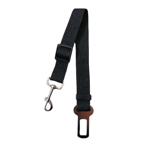 Brown nylon pet car safety belt with adjustable strap, metal seatbelt buckle, and swivel snap hook. - Image 3