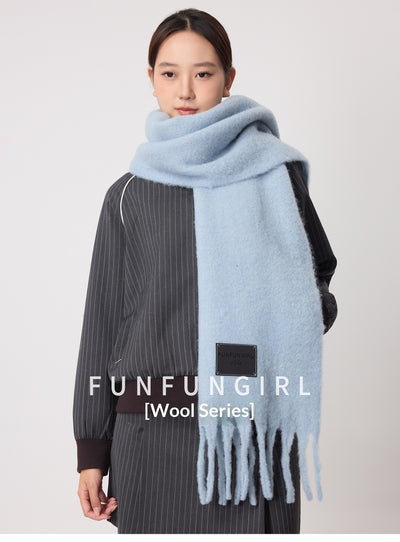 Bufanda de Lana Gruesa con Flecos Lisos para Mujer - Abrigo Cálido para el Cuello - Image 35