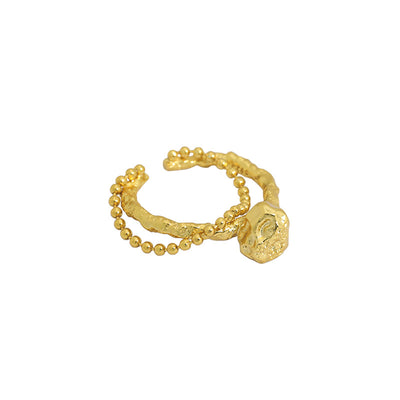 Anillo de Cadena con Cuentas Geométricas Textura Lava - Image 2