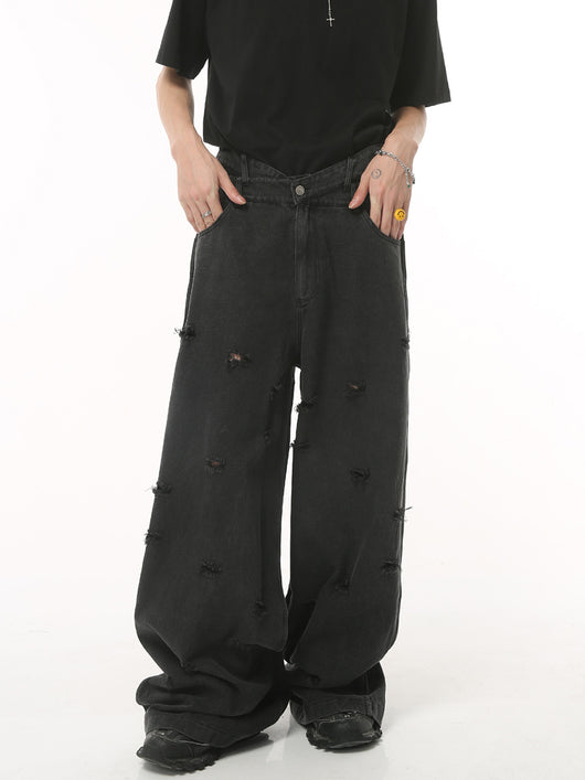 Pantalones Vaqueros Rotos Ancho Estilo Otoño para Hombre - Image 8