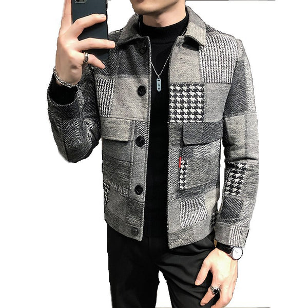 Saco de Lana Cuadrillé Slim Fit para Hombre