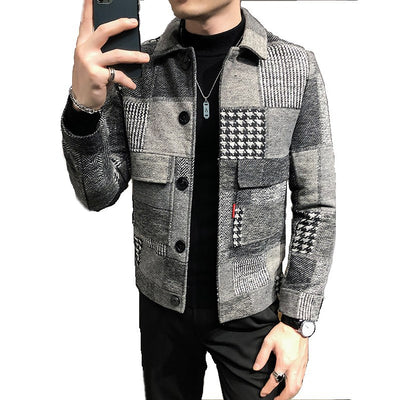 Saco de Lana Cuadrillé Slim Fit para Hombre