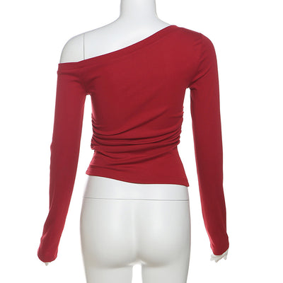 Blusa Fuera del Hombro con Detalle de Letras y Escote Asimétrico - Image 12