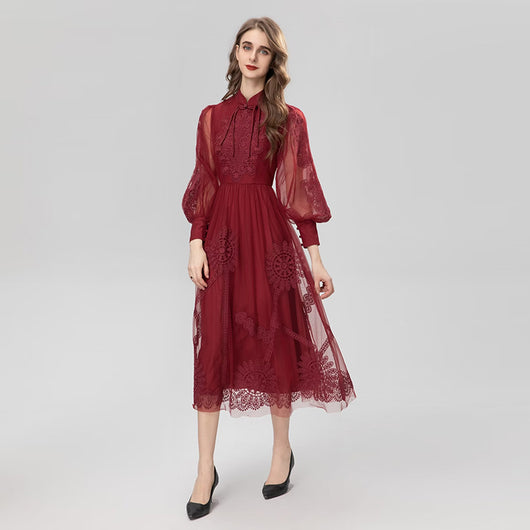 Vestido Niña Burdeos con Cintura Elegante - Image 3