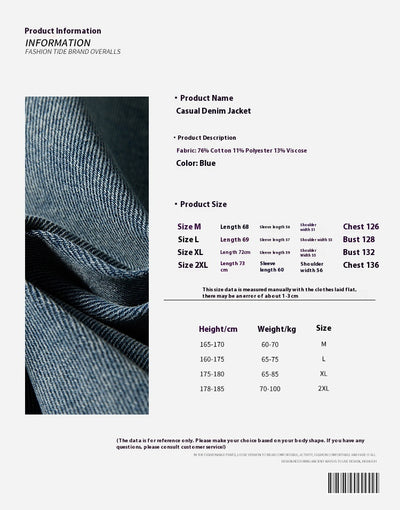 Chaqueta Denim Retro con Bolsillos Múltiples y Solapas en Contraste para Mujer - Image 3