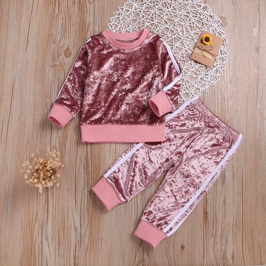 Conjunto de Sudadera y Pantalón de Terciopelo Dorado para Niñas - Ropa Cómoda y Elegante - Image 13
