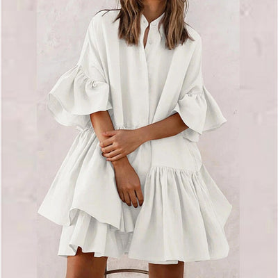 Vestido Elegante de Gasa Suelta en Colores Sólidos - Image 2