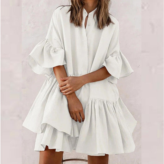 Vestido Elegante de Gasa Suelta en Colores Sólidos - Image 2