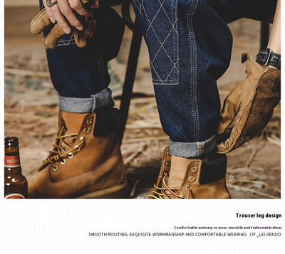 Pantalones Vaqueros Retro Holgados para Hombre con Costuras Brillantes - Image 16