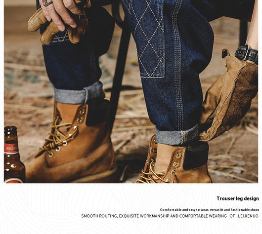 Pantalones Vaqueros Retro Holgados para Hombre con Costuras Brillantes - Image 16