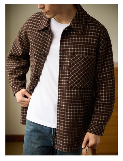 Abrigo Casual Hombre Cuadrícula Doble Faz Lana Premium - Image 5