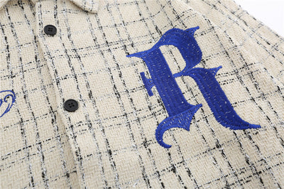 Camisas Manga Larga a Cuadros con Bordado de Letras Primavera para Hombre y Mujer - Image 14