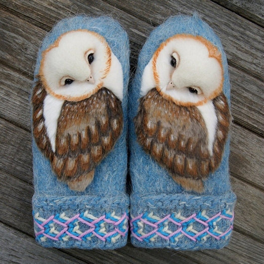 Guantes de Lana Tejidos con Diseño de Búhos - Cálidos y Acogedores para Invierno - Image 2