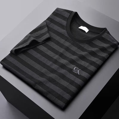 Camisa Slim Fit de Seda de Hielo con Rayas - Manga Corta Hombre - Image 2