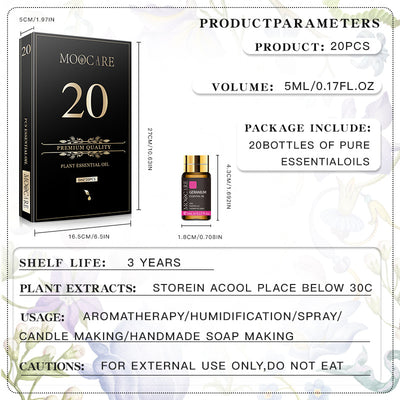 Set de 20 Aceites Esenciales Moocare para Aromaterapia - Image 3