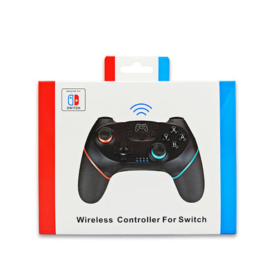 Black wireless Bluetooth game controller with blue and red accents, dual analog sticks, D-pad, and face buttons. - Image 6