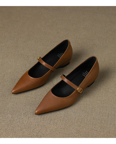 Pumps Retro Francés Punta Fina de Piel de Oveja para Mujer - Image 26