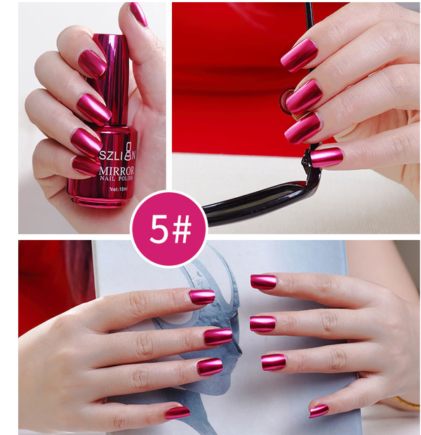 Esmalte de Uñas Efecto Espejo Plateado