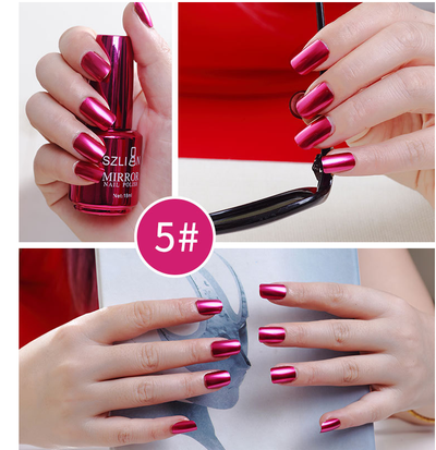 Esmalte de Uñas Efecto Espejo Plateado