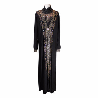 Vestido Beige Bordado Elegante para Ramadán Islámico - Image 4