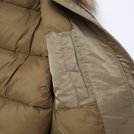 Abrigo de Algodón para Mujer con Cuello de Piel Desmontable - Image 14