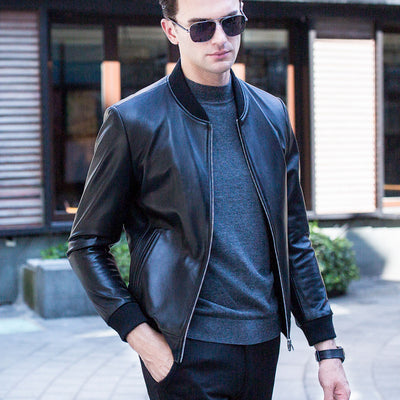Chaqueta de Cuero para Hombre con Cuello Tipo Béisbol - Image 4