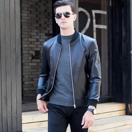 Chaqueta de Cuero para Hombre con Cuello Tipo Béisbol - Image 6