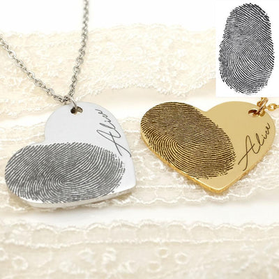 Collar Personalizado con Huella Dactilar y Nombre en Corazón - Image 2