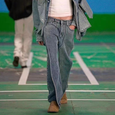 Pantalones Rectos Deconstructidos Lavado Industrial para Hombre - Image 3