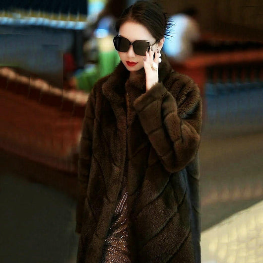 Abrigo de Piel Sintética para Mujer - Elegante Largo Medio Invierno - Image 5