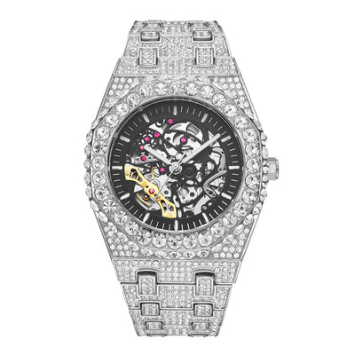 Reloj Mecánico Hip Hop Automático con Diamantes y Diseño Calado - Image 5