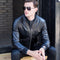 Chaqueta de Cuero para Hombre con Cuello Tipo Béisbol