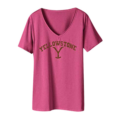 Playera Oversize Cuello V Estampado con Letras para Mujer - Image 11