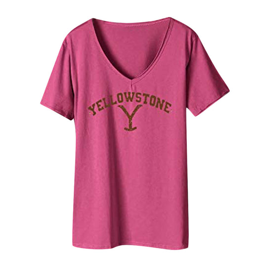 Playera Oversize Cuello V Estampado con Letras para Mujer - Image 11