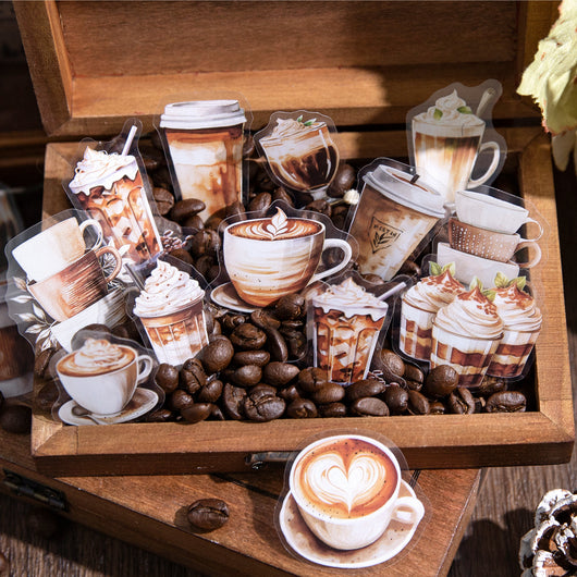 Sheet of 15 watercolor coffee shop stickers, featuring various cafe exteriors and interiors in a Nordic style. - Image 3