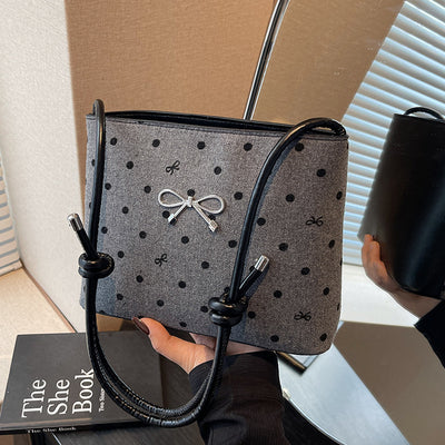 Bolsa Crossbody de Lona con Lunares y Moño Fashion