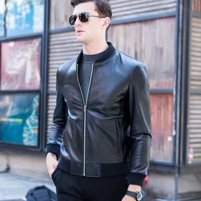 Chaqueta de Cuero para Hombre con Cuello Tipo Béisbol - Image 3