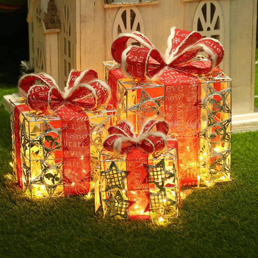 Juego de 3 Cajas Decorativas Navideñas de Hierro Forjado para Árbol de Navidad - Image 5