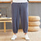 Pantalones Anchos Estilo Chino de Algodón y Lino para Hombre