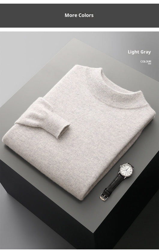 Suéter de Cuello Medio en Lana para Hombre - Pullover Ligero Otoño Invierno - Image 27